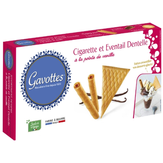 GAVOTTES assortment dessert cigarette and éventail dentelle with the pointe of vanilla 100g