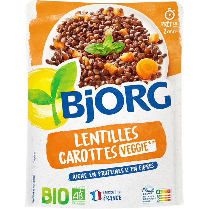 BJORG Lentilhas e Cenoura Orgânicas para Micro-ondas 250 g