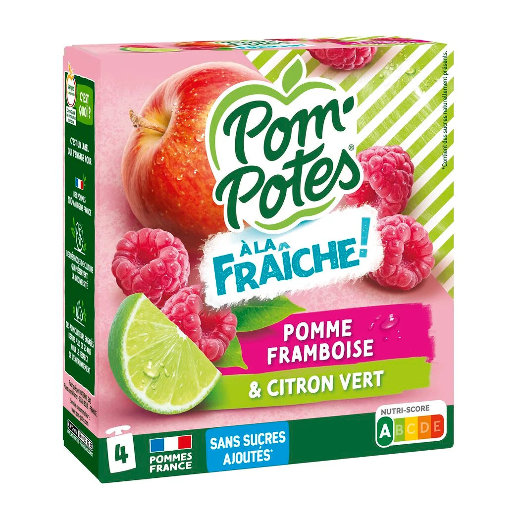 POM'POTES A la fraiche - Compotes pomme framboise citron 4x90g