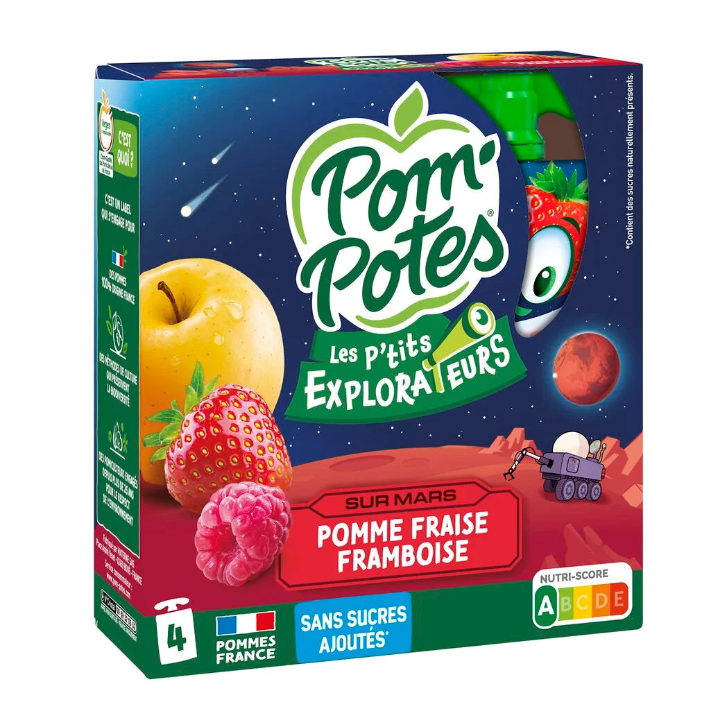 POM'POTES Compotes pomme fraise framboise 4x90g