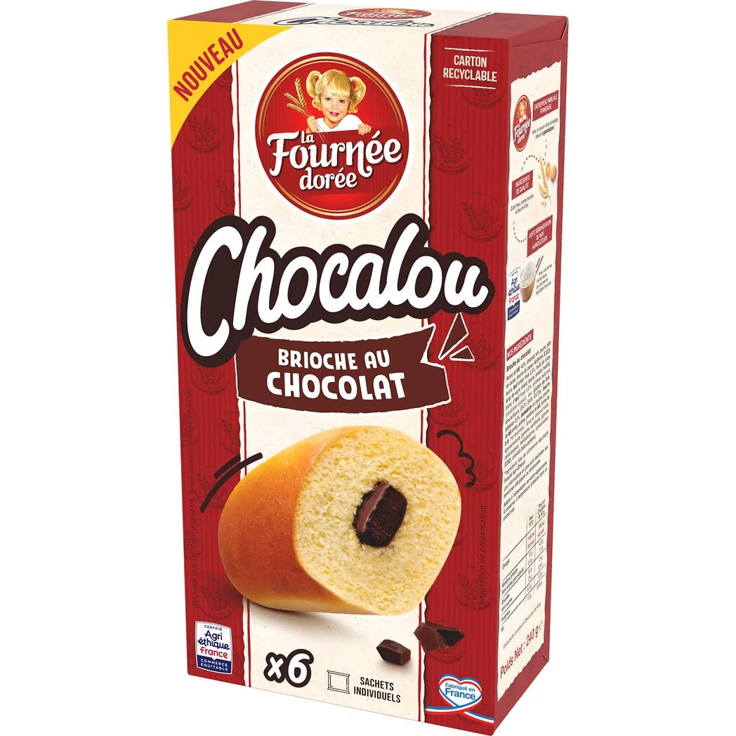 LA FOURNEE DOREE Chocalou - chocolate brioche x6 - 240g*