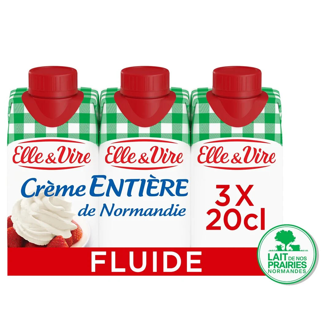 Elle & Vire cream UHT entière fluide 30% MG 3x20cl