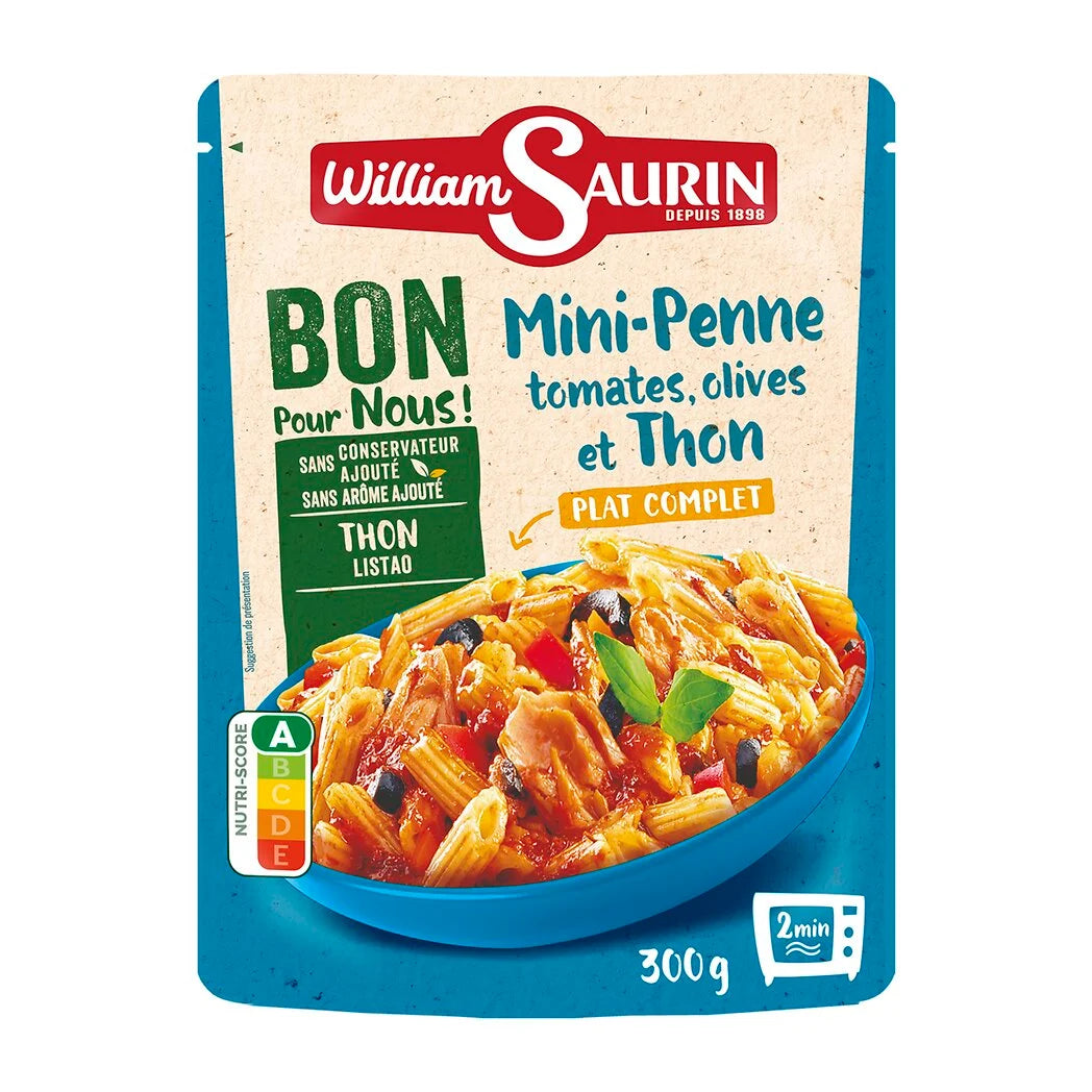 Mini penne WILLIAM SAURIN con tomate, aceitunas y atún 300g