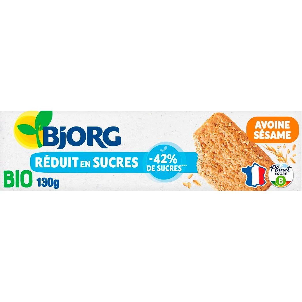 Biscoitos Orgânicos BJORG de Aveia e Gergelim 130g