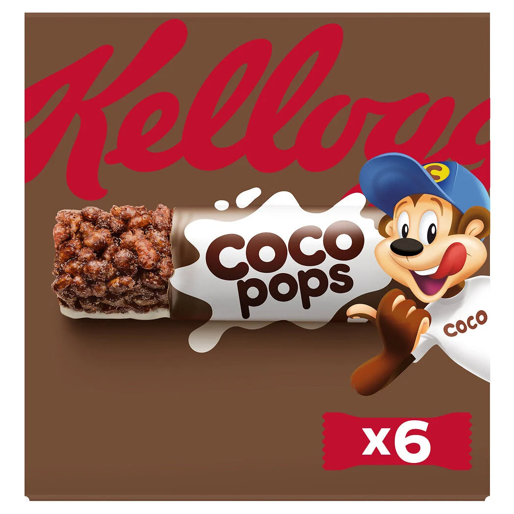 KELLOGG'S Coco Pops - Barritas de cereales con chocolate y leche 6x20g