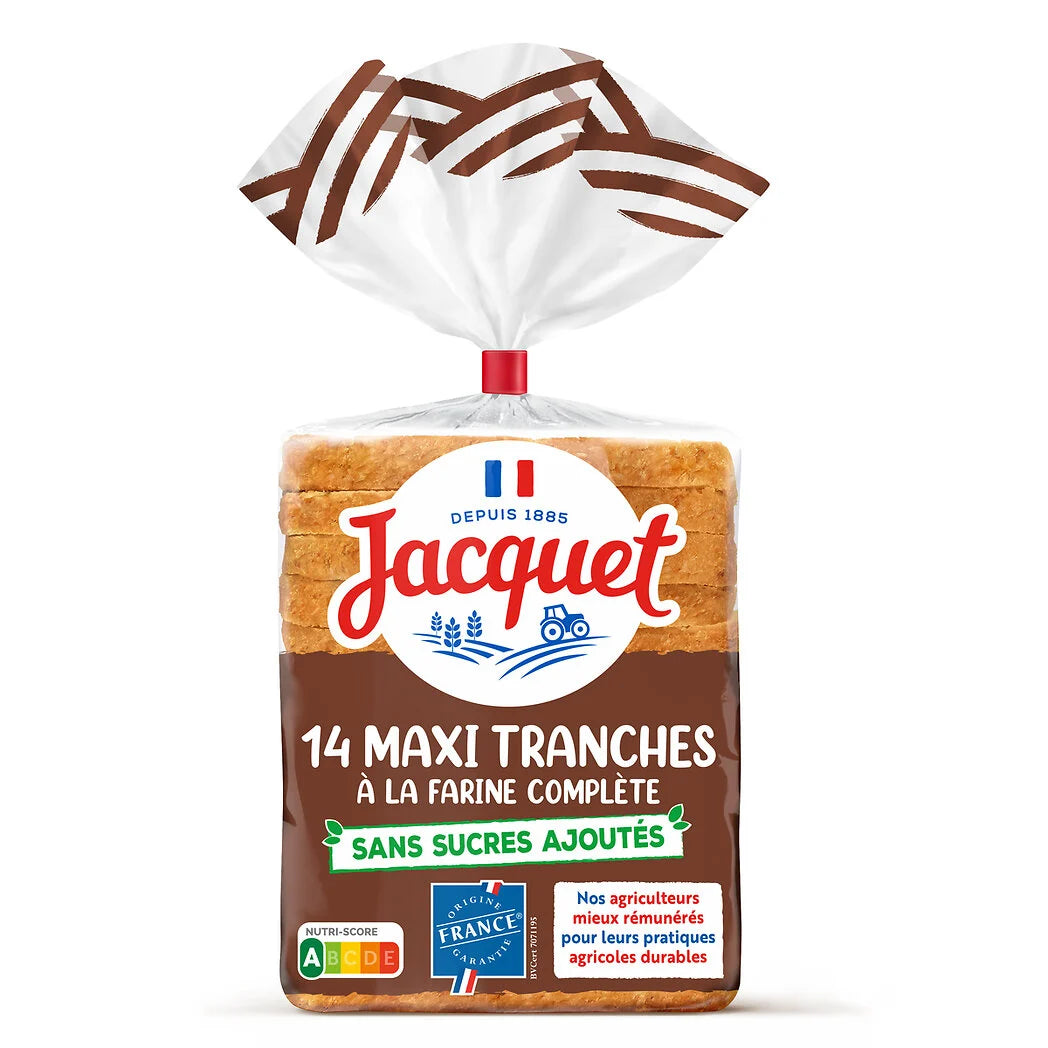 JACQUET wholemeal sandwich bread, extra-large slices x14 - 550g*