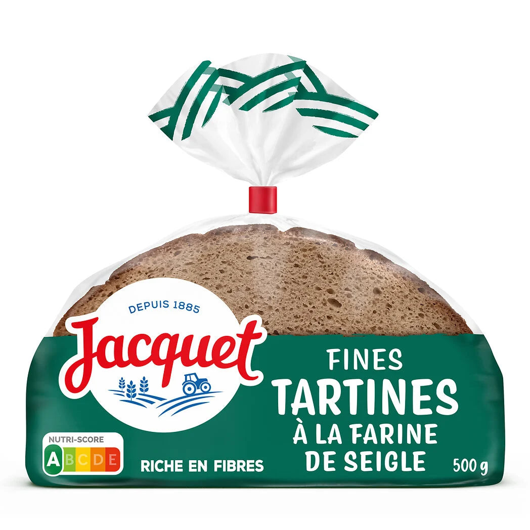 JACQUET Pan de mesa rebanadas finas harina de centeno 500g*