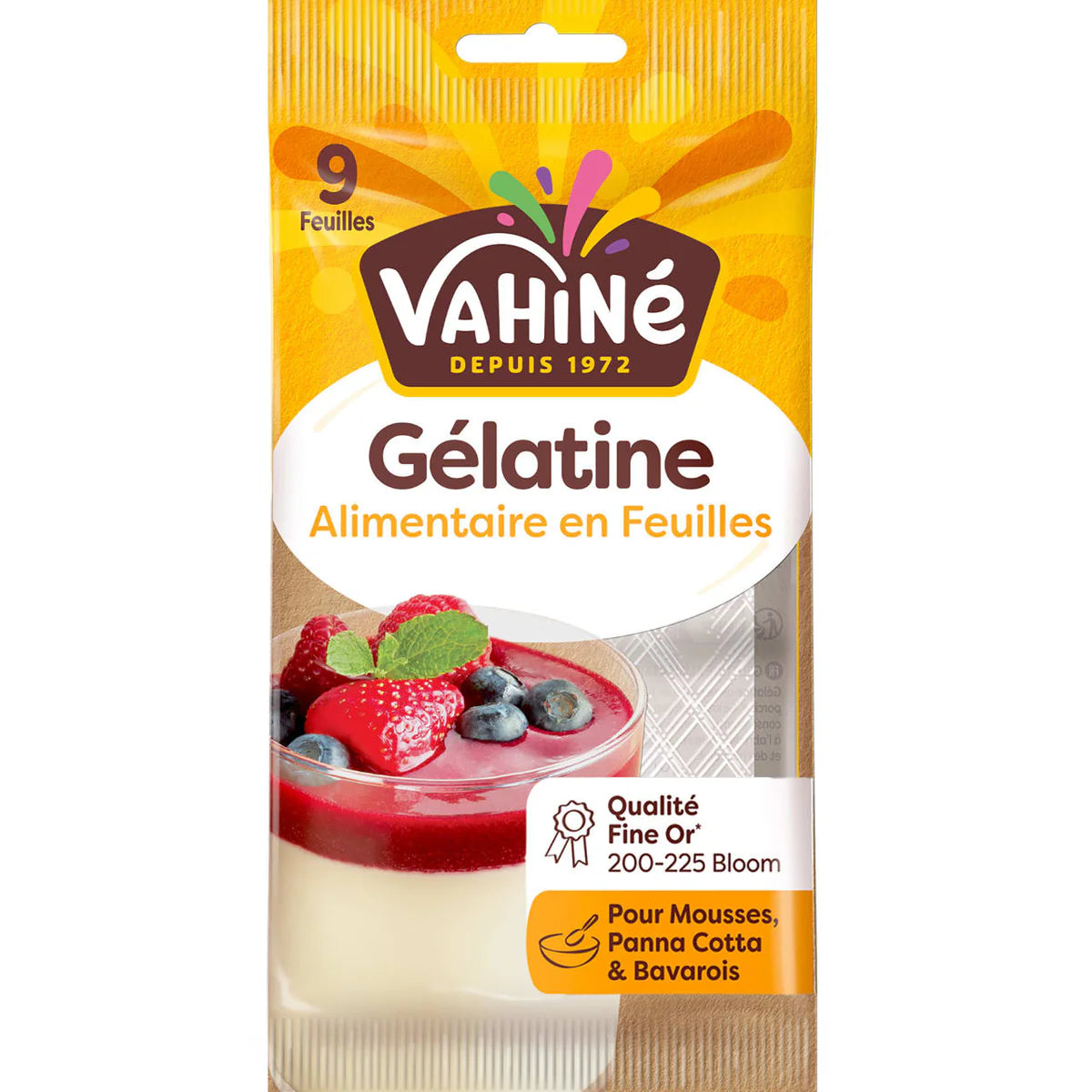 VAHINE Gelatin Sheets 17g – For Mousses & Desserts
