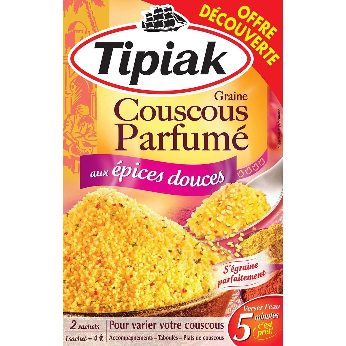 TIPIAK Couscous Körner mit milden Gewürzen 500g