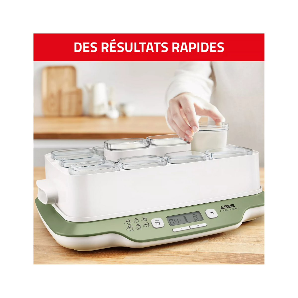 SEB Yogurt and Cheese Maker MultiDelices Express & Plant-Based French/EU Plug, 450W