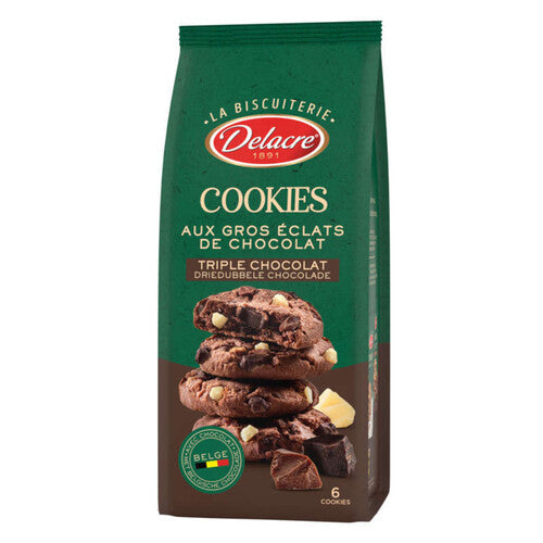 DELACRE La Biscuiterie – Cookies Triple Chocolat 6 biscuits – 136g