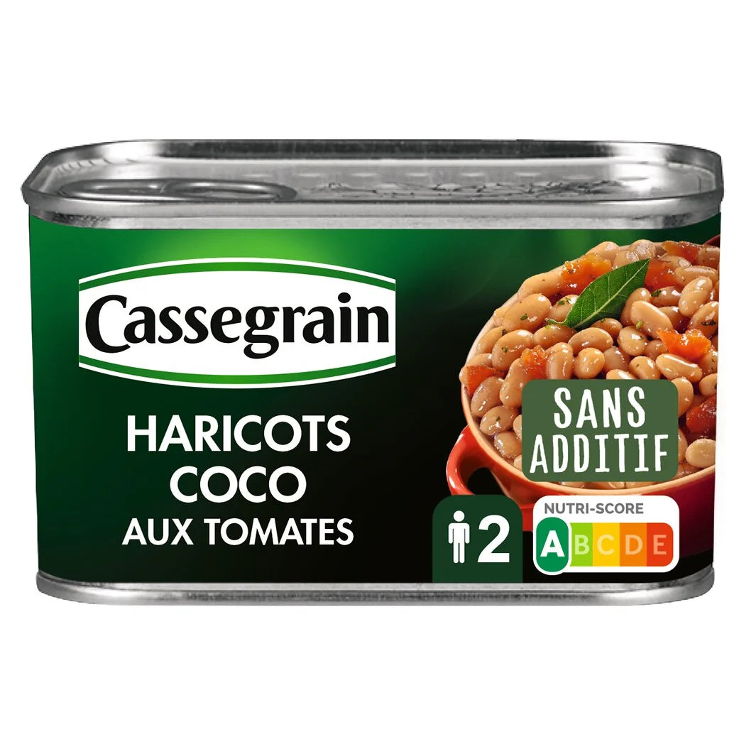 Feijão branco tipo coco CASSEGRAIN cozido com tomate 435g