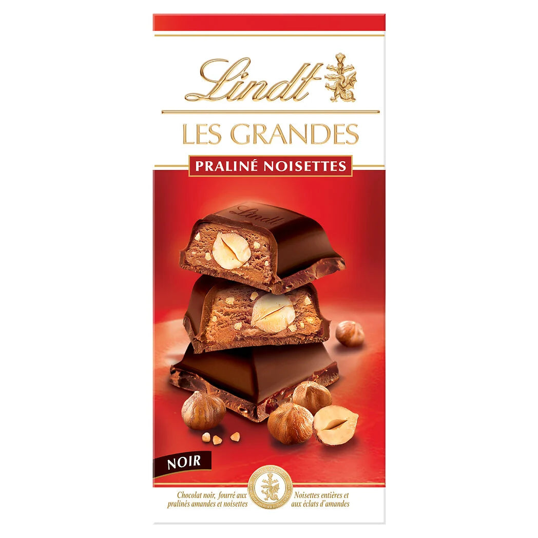 LINDT Les Grandes - Dark Chocolate with Hazelnut Praline 225g