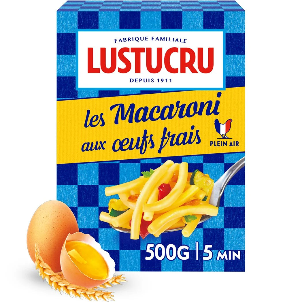 LUSTUCRU Macaroni aux œufs frais 500g