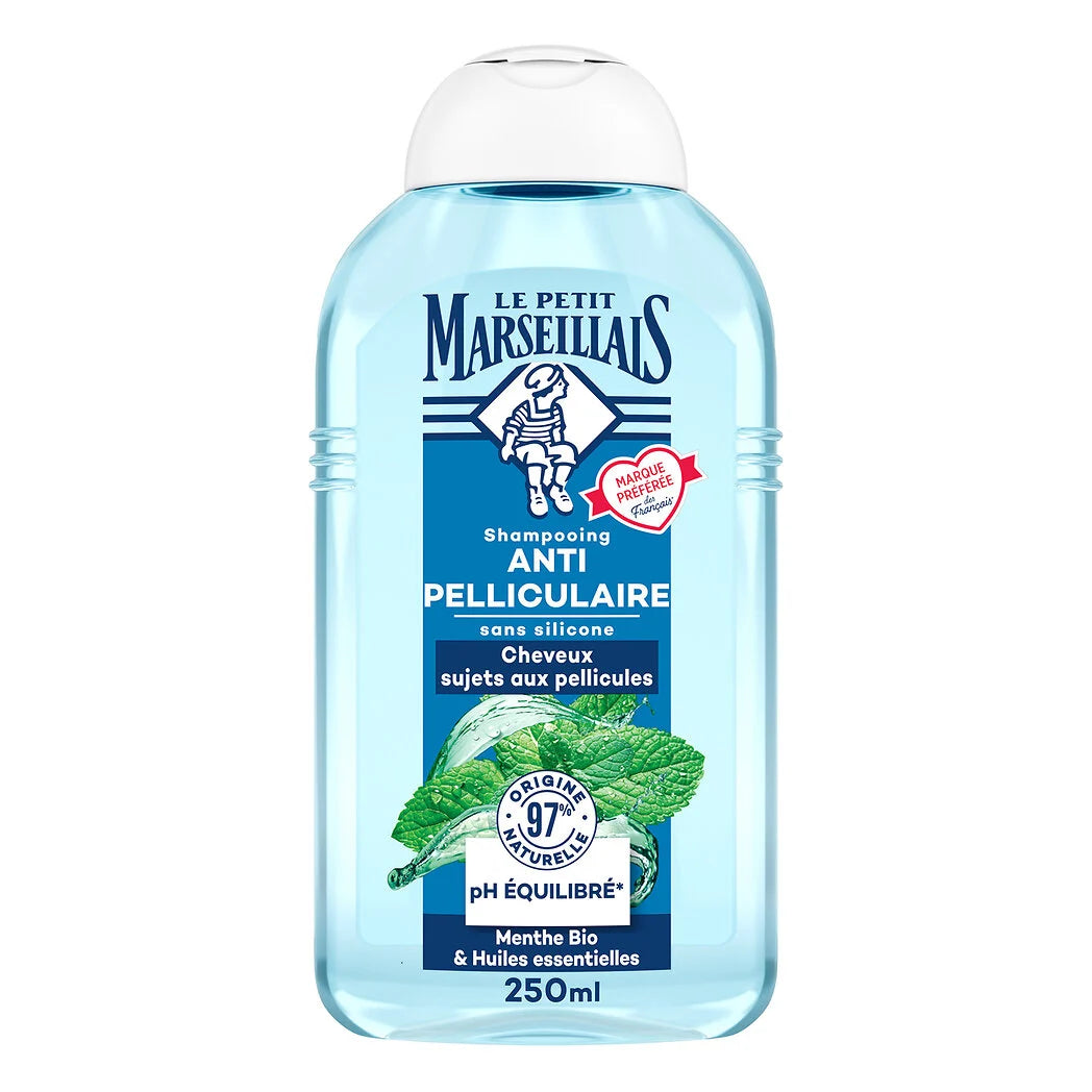 Champú anticaspa LE PETIT MARSEILLAIS con menta orgánica y aceites esenciales 250 ml