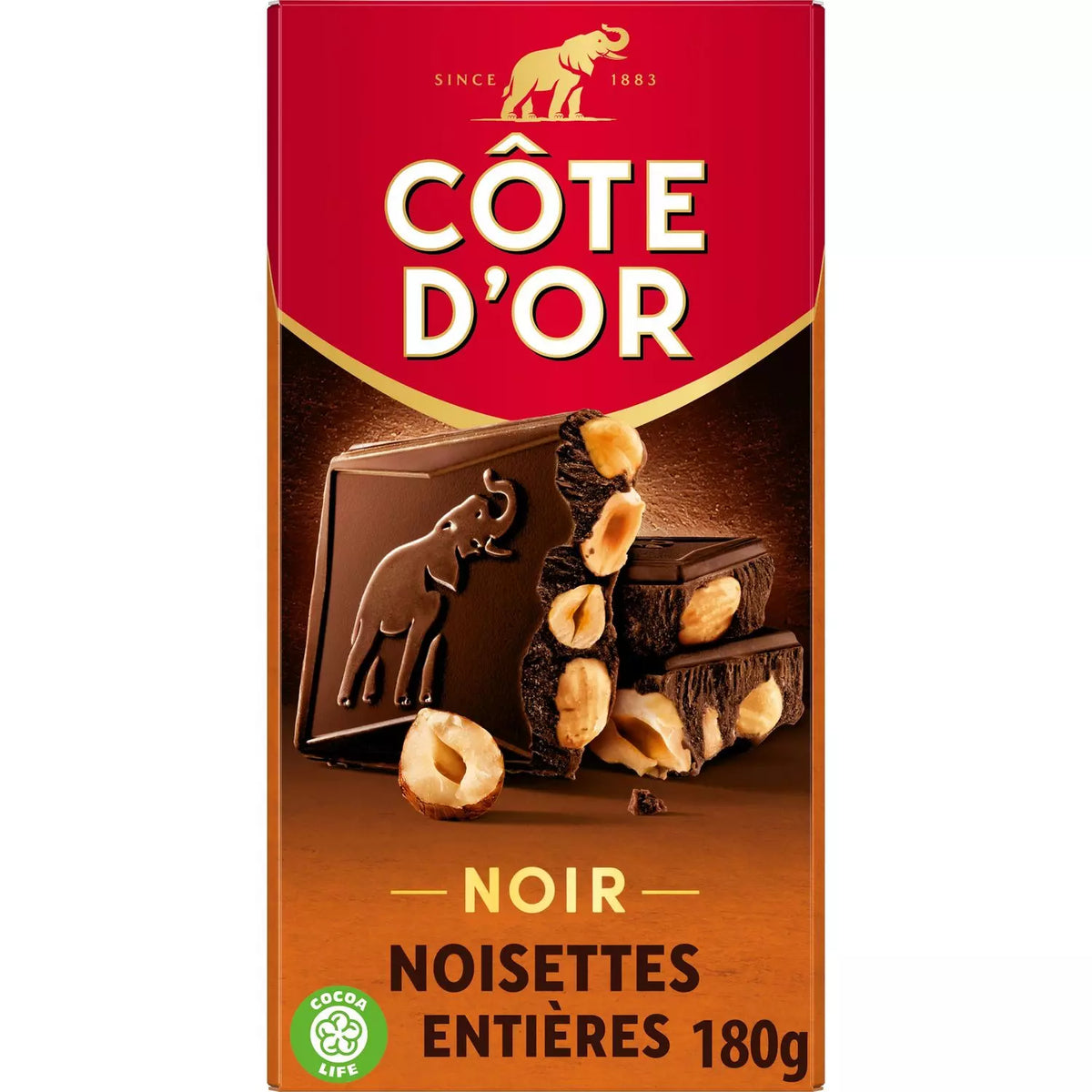 Tablete de Chocolate Amargo CÔTE D'OR com Avelãs Inteiras 180g