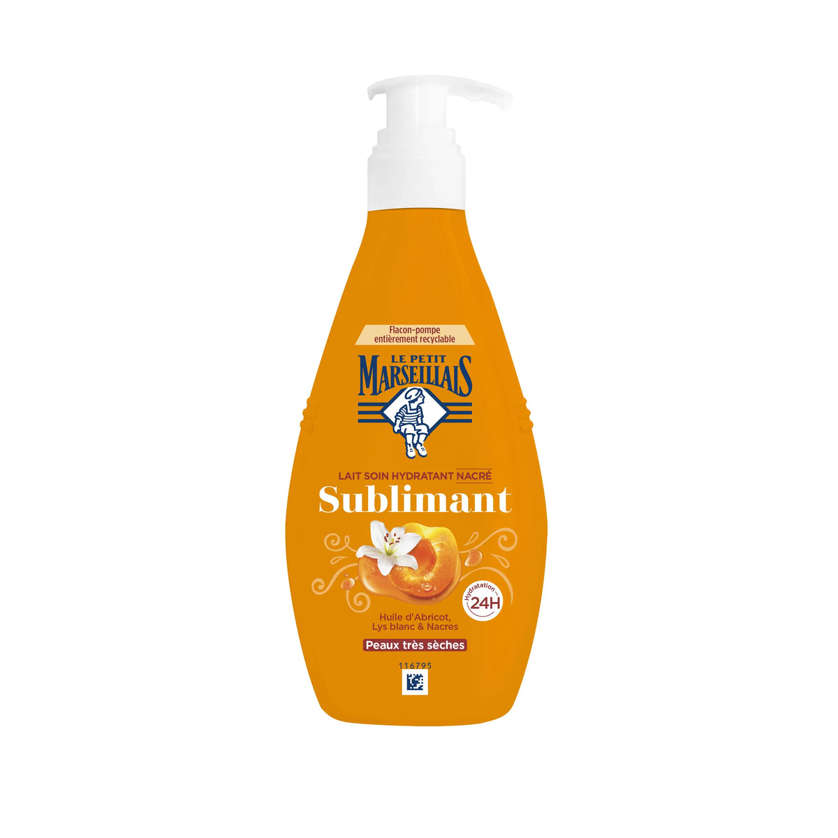 LE PETIT MARSEILLAIS SUBLIMANT Latte Idratante Corpo all'Olio di Albicocca, Giglio e Particelle Perlate, Flacone con Dosatore 400ml