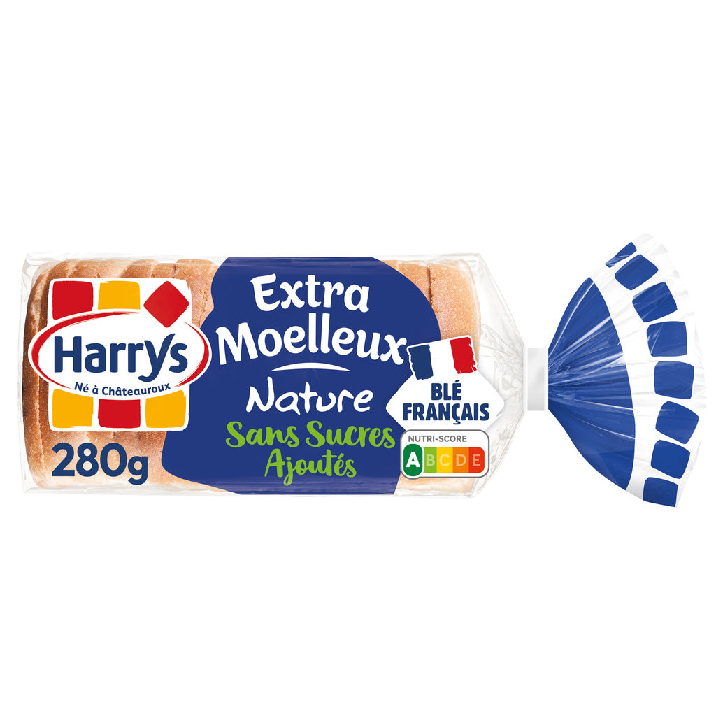 Pão de forma HARRYS extra macio, sabor natural, sem adição de açúcares, 16 fatias - 280g