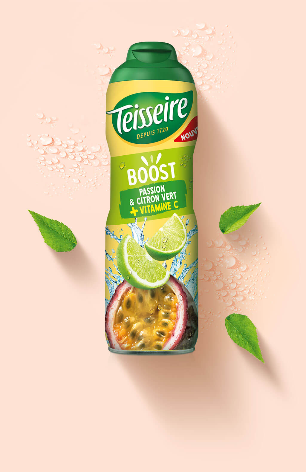 Sirop TEISSEIRE Boost Passion et Citron Vert avec Vitamine C 60 cl