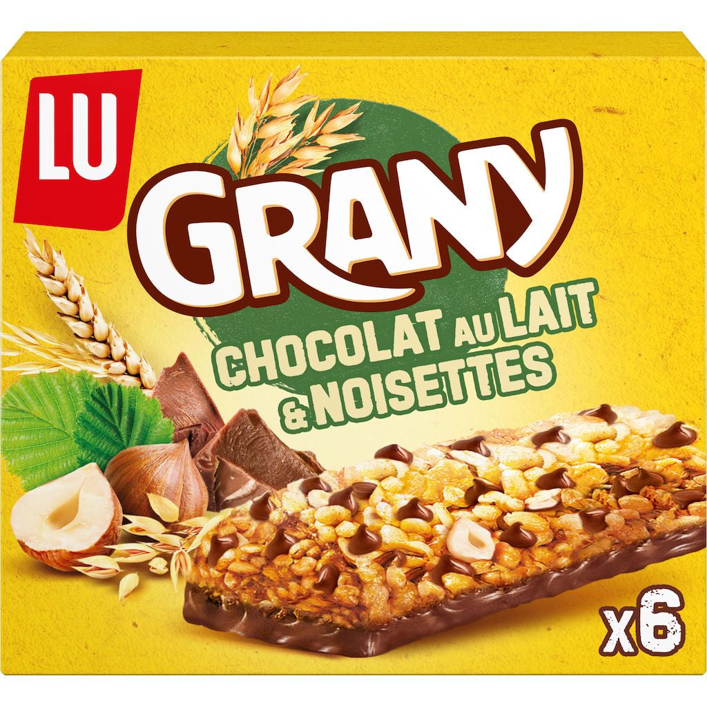 Barras de cereais GRANY chocolate ao leite e avelãs x6 - 138g