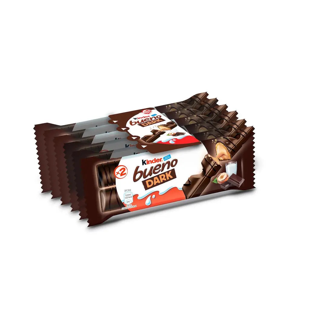 Barritas de chocolate negro KINDER Bueno rellenas de leche y avellanas x5 - 212g