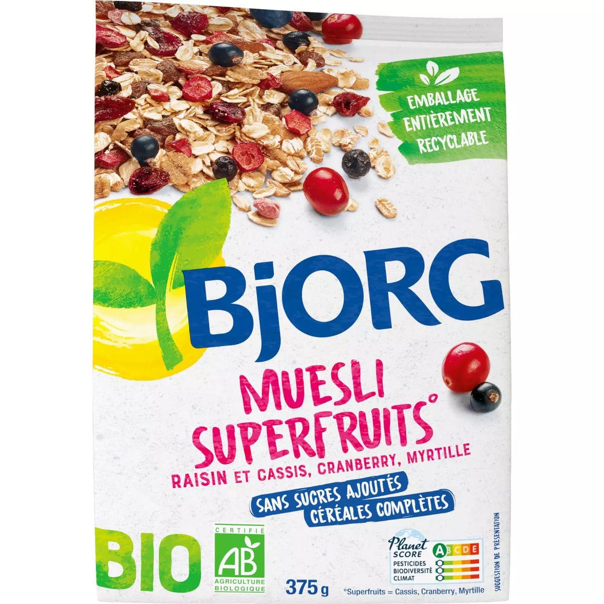 BJORG - Muesli Orgânico Superfrutas Sem Açúcar Adicionado 375g