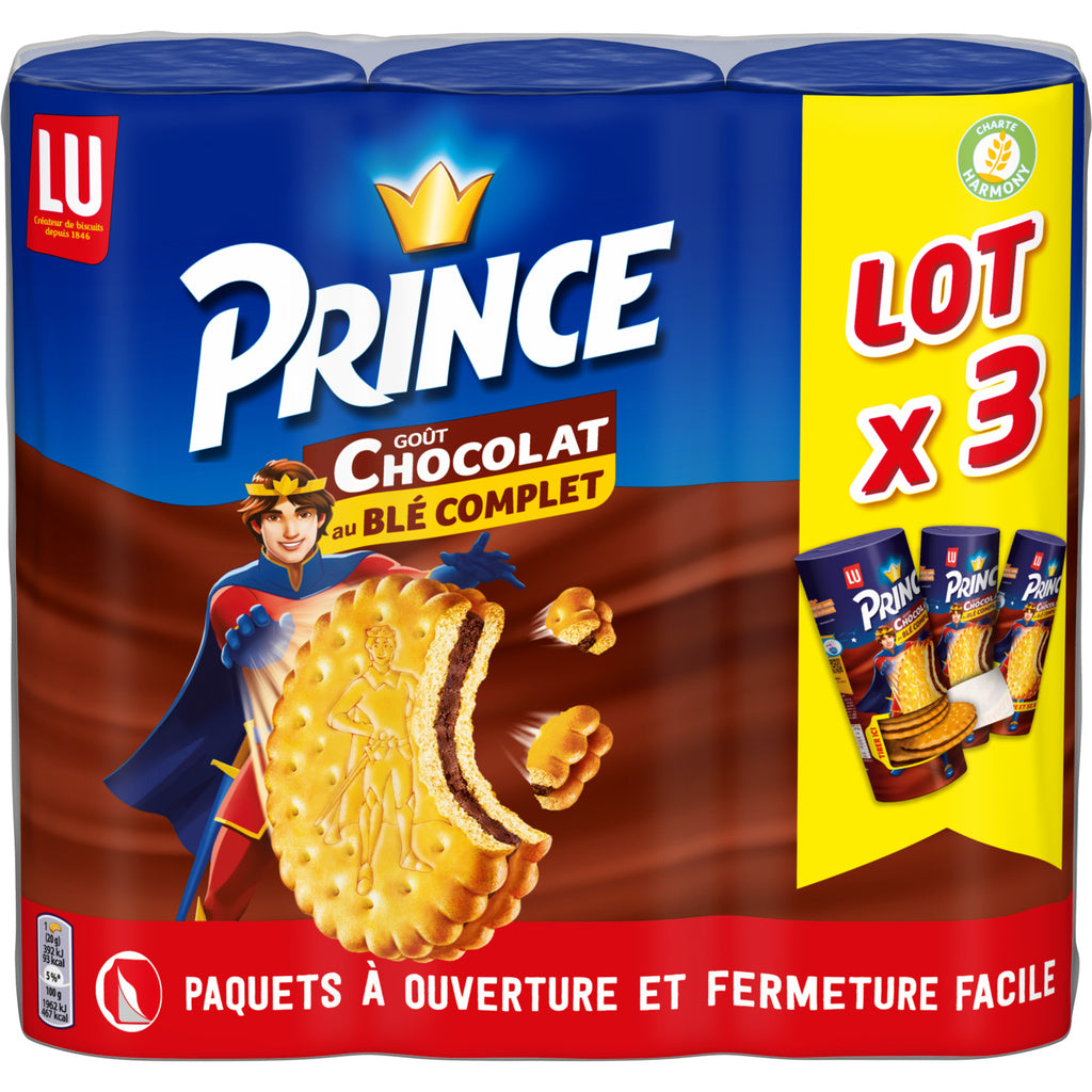 LU Prince - filled biscuits with blé complet flavor chocolate 3x300g