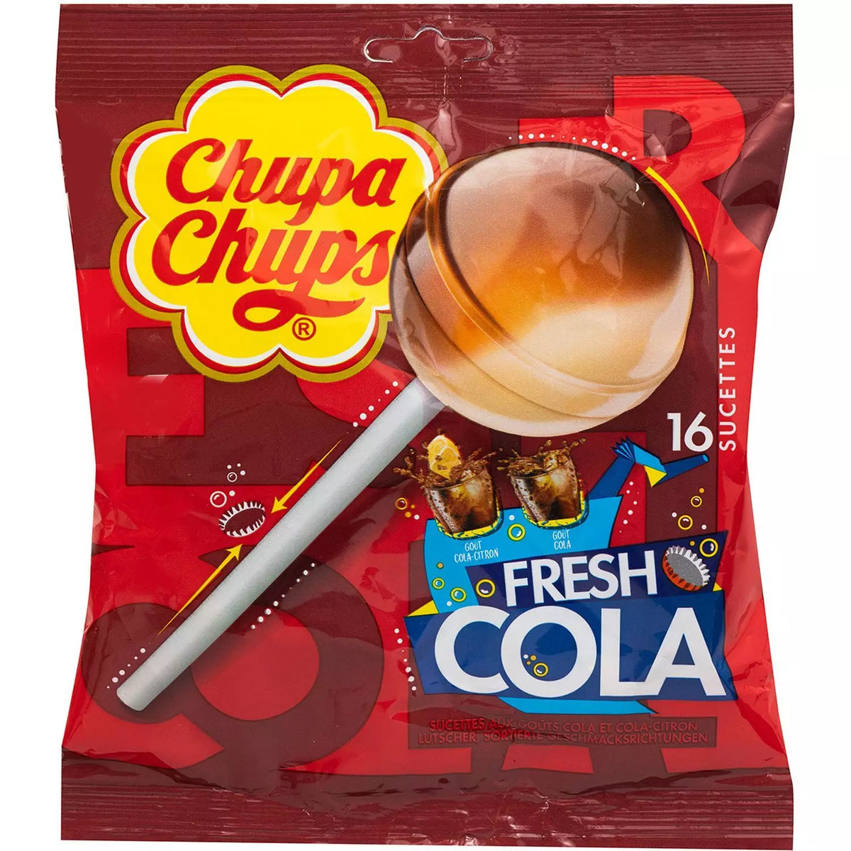 CHUPA CHUPS Lutscher Fresh Cola, Packung mit 16 Lollipops - 192g