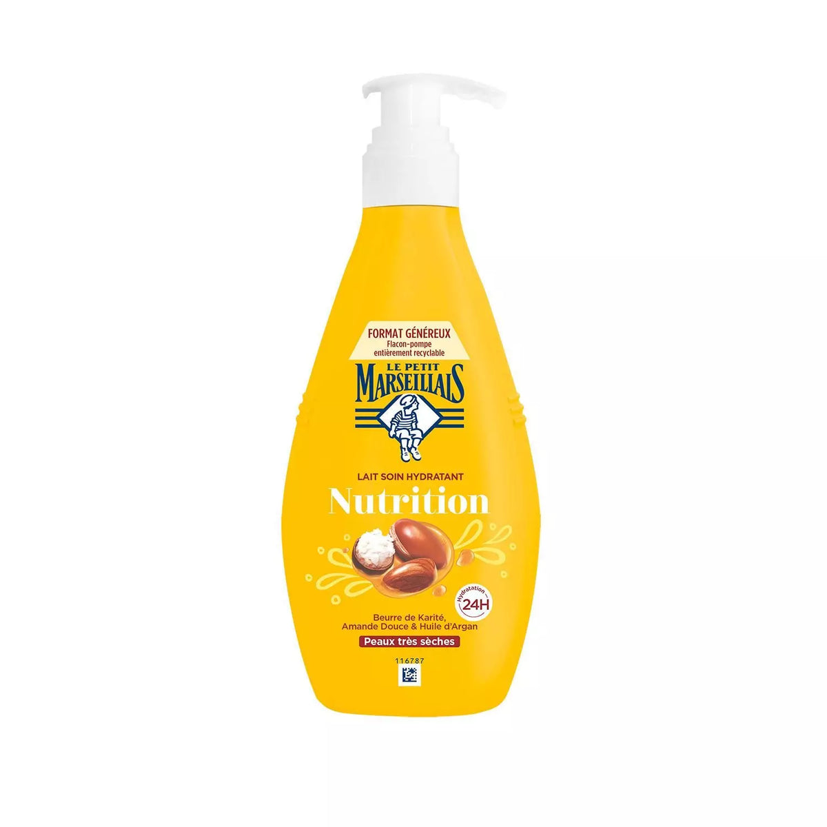 LE PETIT MARSEILLAIS Latte corpo nutriente 24H con burro di karité, mandorla dolce e olio di argan per pelli molto secche 400ml