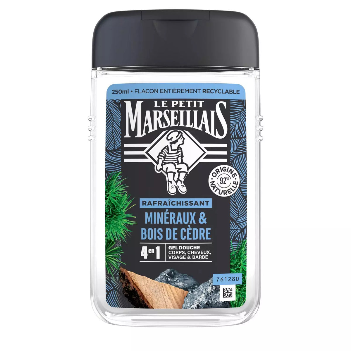 LE PETIT MARSEILLAIS Gel Doccia Uomo 4 in 1 Minerali e Legno di Cedro, Senza Coloranti, 250ml
