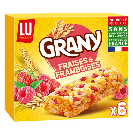 Barres de céréales GRANY Fraise & Framboise 108g