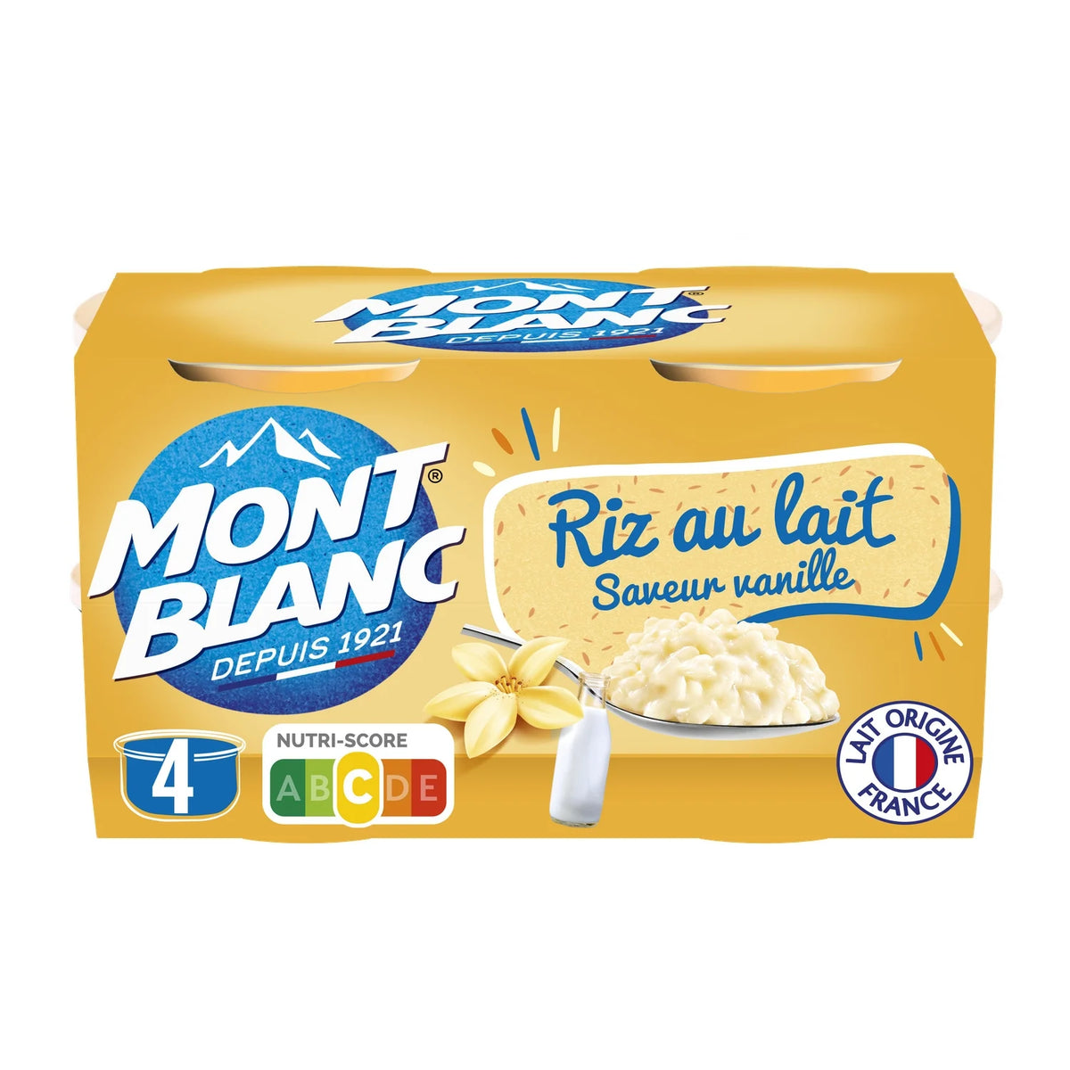 MONT BLANC Milchreis Vanille Dessertcreme 4x125g – 500g