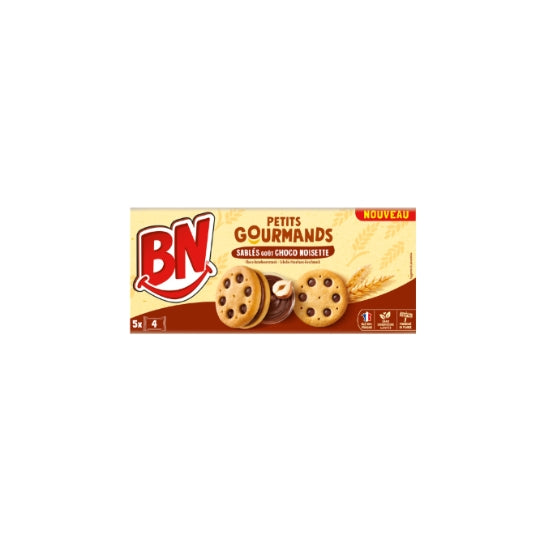Galletas BN Petit Gourmands Sablés sabor chocolate y avellana 5x4