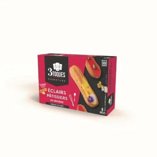 3 TOQUES Eclairs pâtissier with butter x8 68g