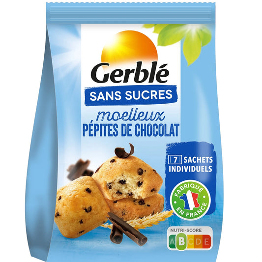 Pastel Blando GERBLE con Chispas de Chocolate Sin Azúcar - 196g
