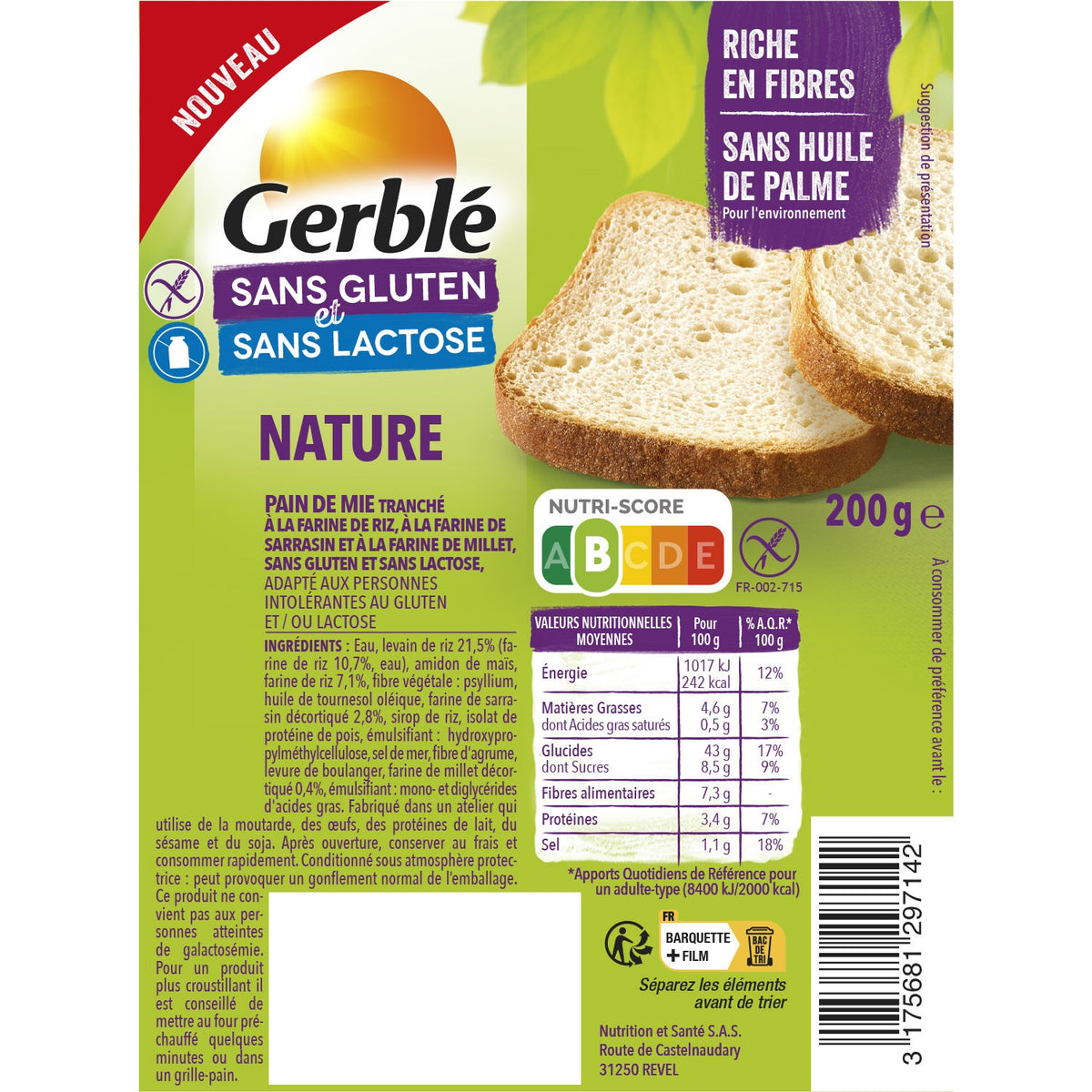 Pão Integral Sem Glúten GERBLE - 200g