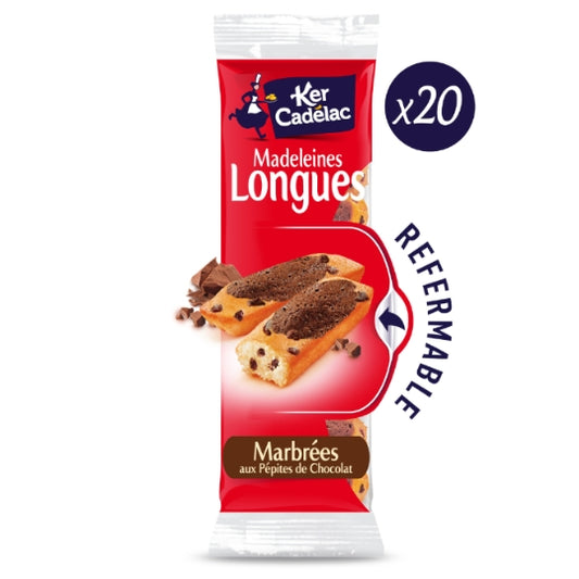 KER CADELAC Long Marble Madeleines with Chocolate Chips x20