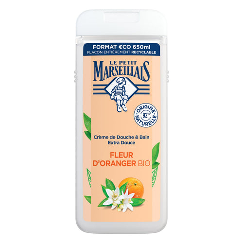 LE PETIT MARSEILLAIS Cream Texture Extra Gentle Shower Gel Organic Fleur d’Oranger Without Colorants 650ml