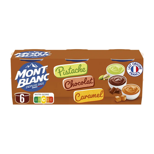 MONT BLANC Caramel, Chocolate & Pistachio Dessert Cream 6x125g – 750g