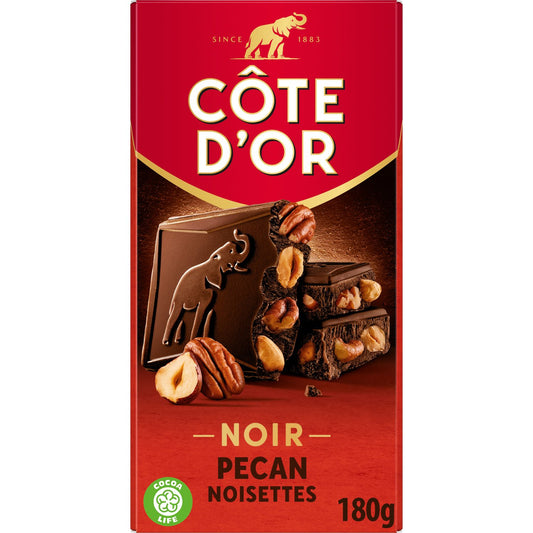 COTE D'OR dark chocolate bar with hazelnuts and pecans 180g
