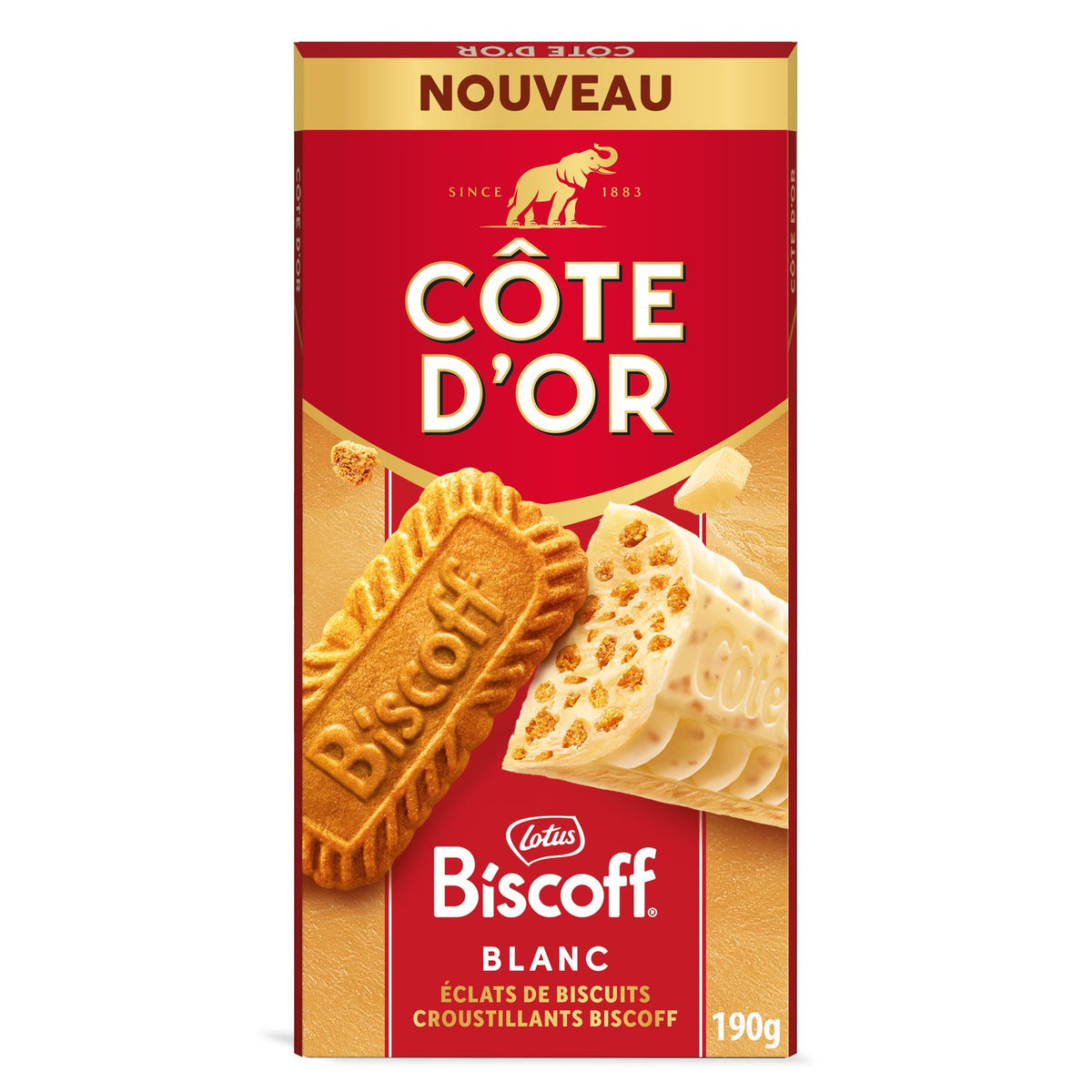 CÔTE D'OR white chocolate Eclats of Biscuit crunchy Biscoff 190g