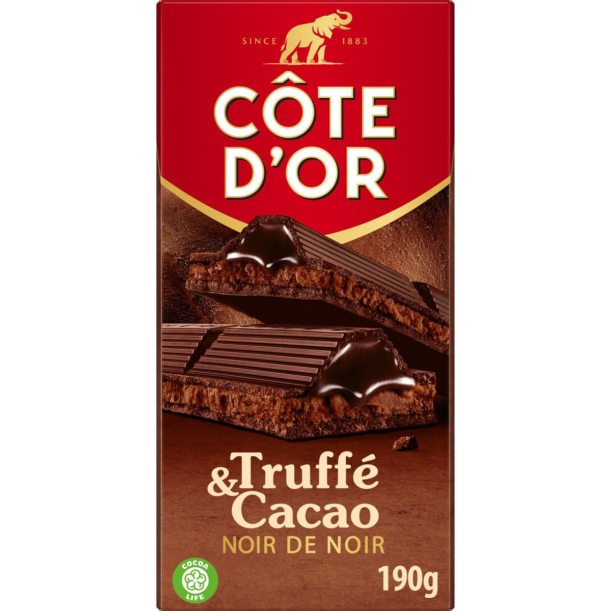 COTE D'OR chocolate bar dark Truffé and cocoa 190g
