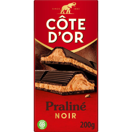 Tablette de chocolat noir praliné COTE D'OR 200g