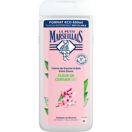 LE PETIT MARSEILLAIS Cream Texture Extra Gentle Shower Gel Organic Cherry Blossom Without Colorants 650ml