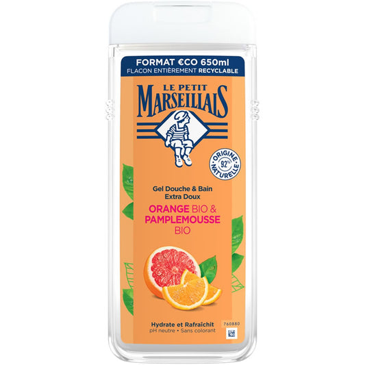 LE PETIT MARSEILLAIS Extra Gentle Shower Gel Organic Orange & Grapefruit Without Colorants 650ml