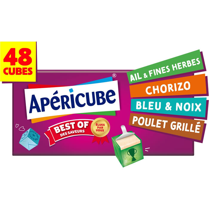 APÉRICUBE Assortiment de fromages pour l'apéritif Best Of – Boîte de 48 cubes – 250g