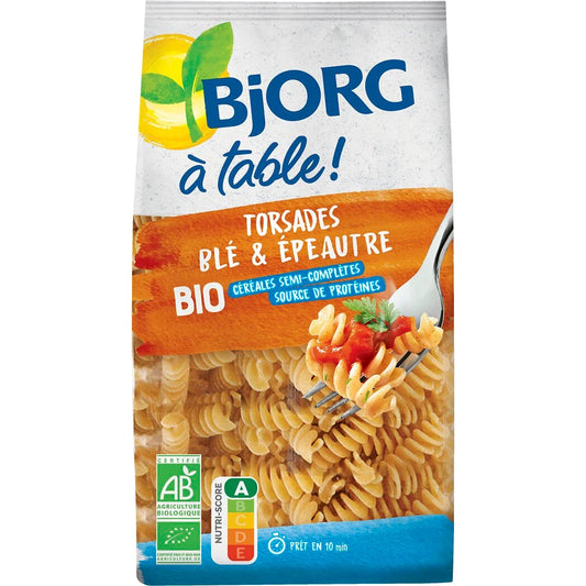 BJORG Pates Torsades semi-complètes blé and épeautre Bio 500g