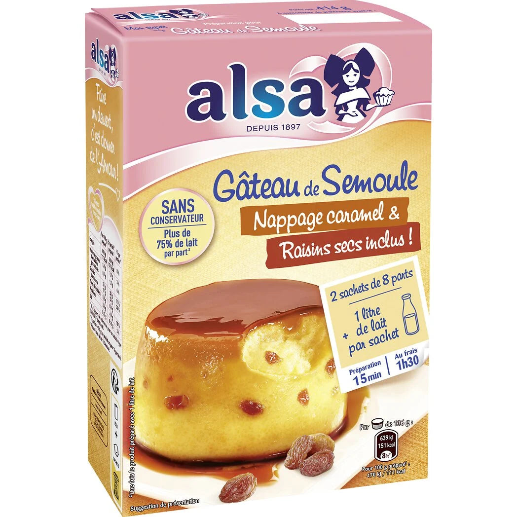 ALSA Préparation cake semolina Nappage caramel 414g