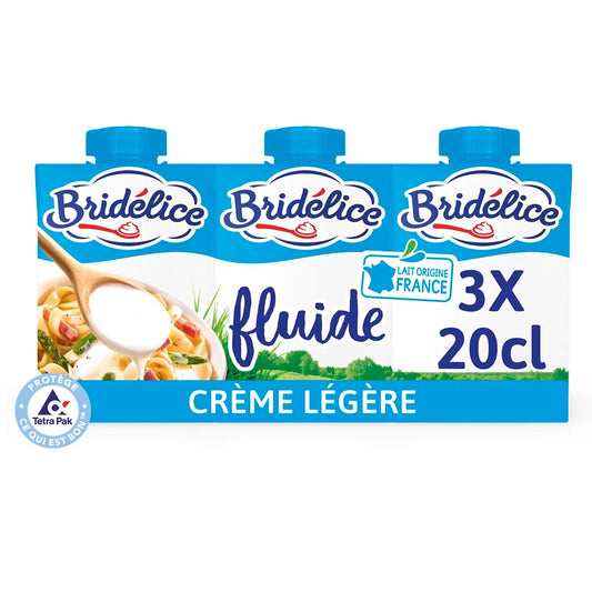 BRIDELICE cream UHT fluide light 12% MG 3x200ml