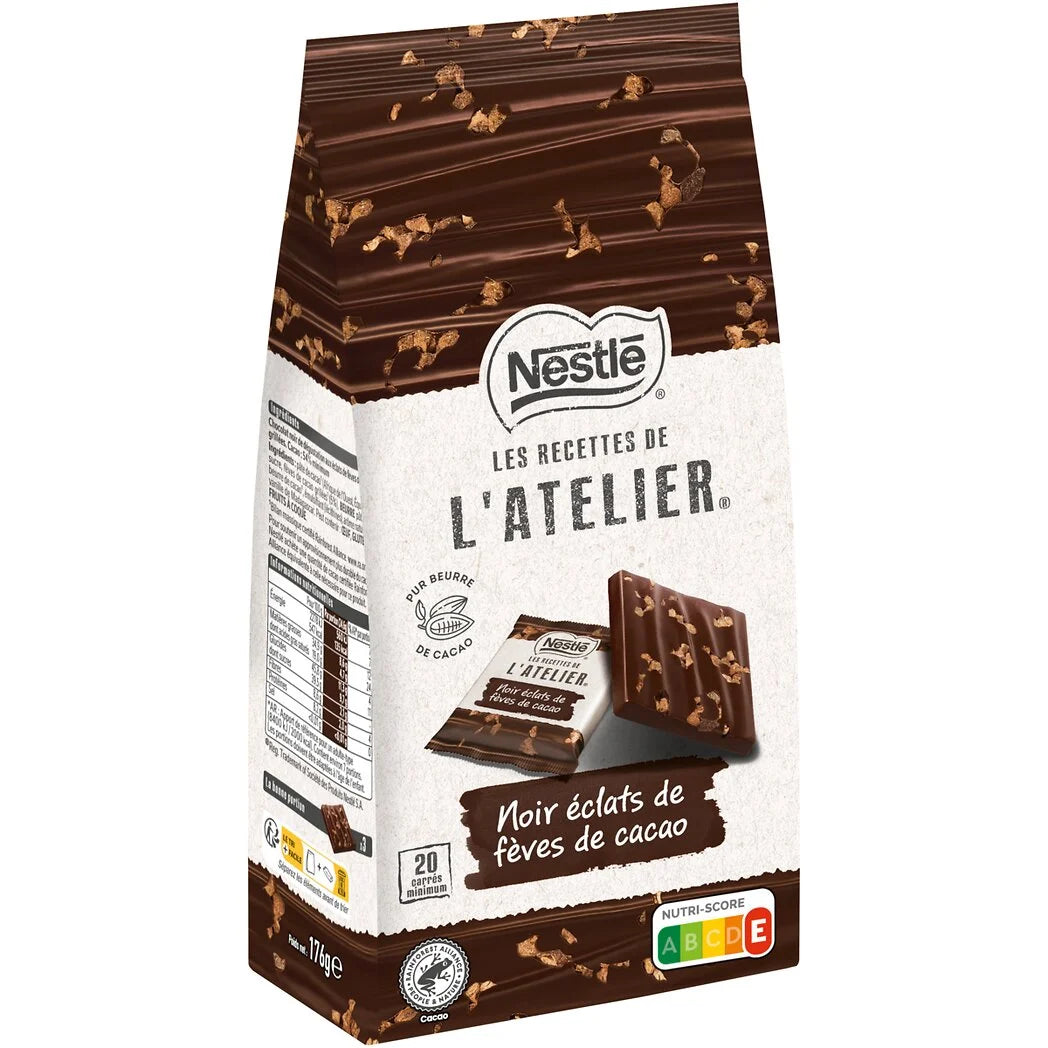 NESTLÉ Carrés dégustation Zartbitterschokolade mit Kakaobohnensplittern 176g